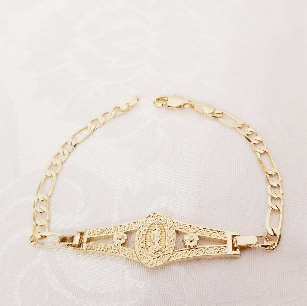 14K Gold Plated Guadalupe Small Wrist Women's Bracelet. New - Picture 3 of 5